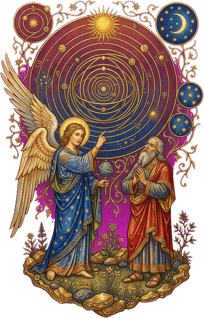 El ángel Uriel revela a Enoc el curso del sol, la luna y las estrellas