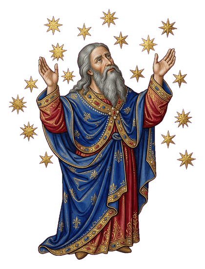 Iluminura de Abraão contemplando as estrelas da aliança