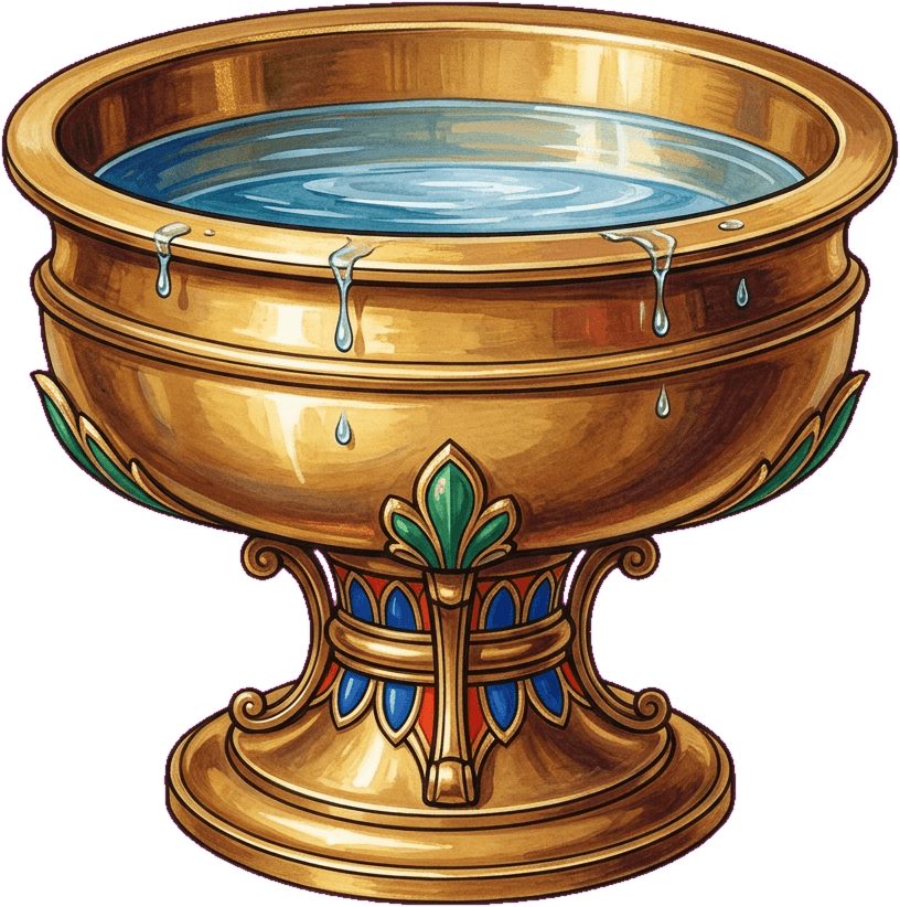 A bacia de bronze para purificação