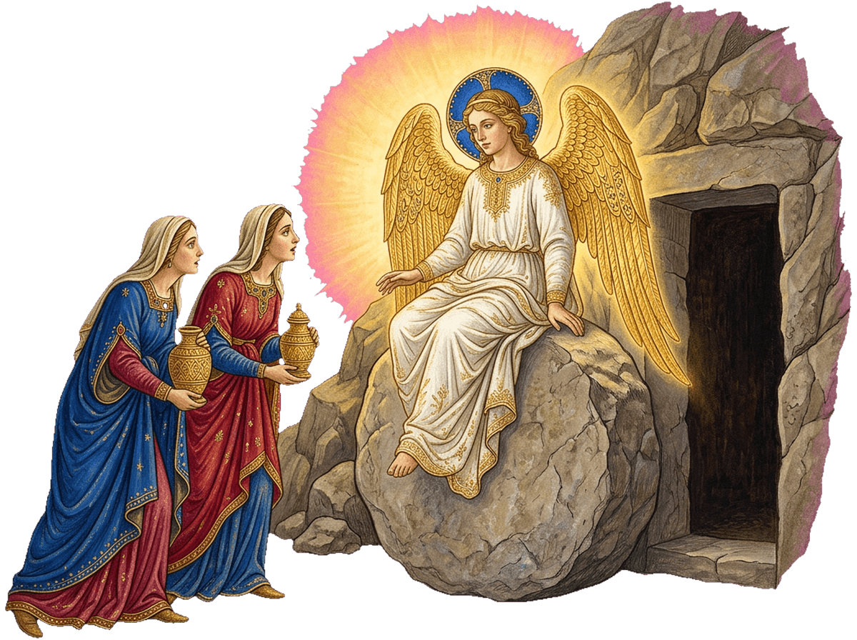 El ángel anuncia la resurrección a las mujeres ante el sepulcro vacío