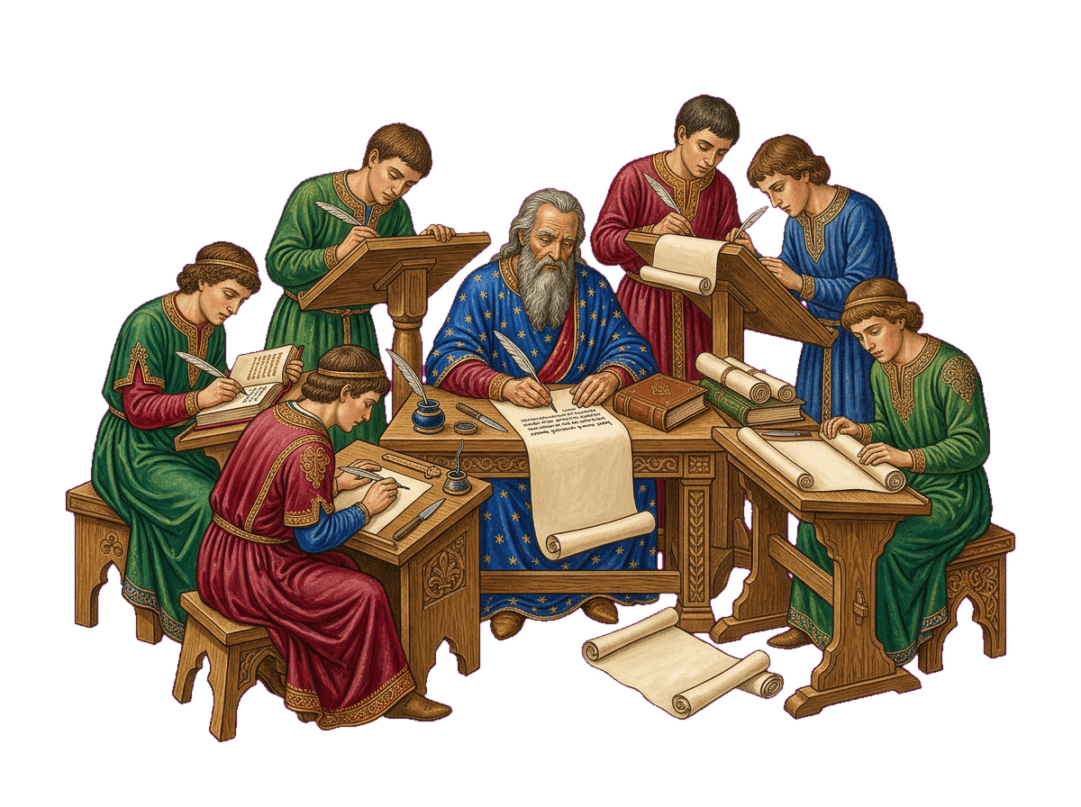 Os escribas de Ezequias copiando os provérbios