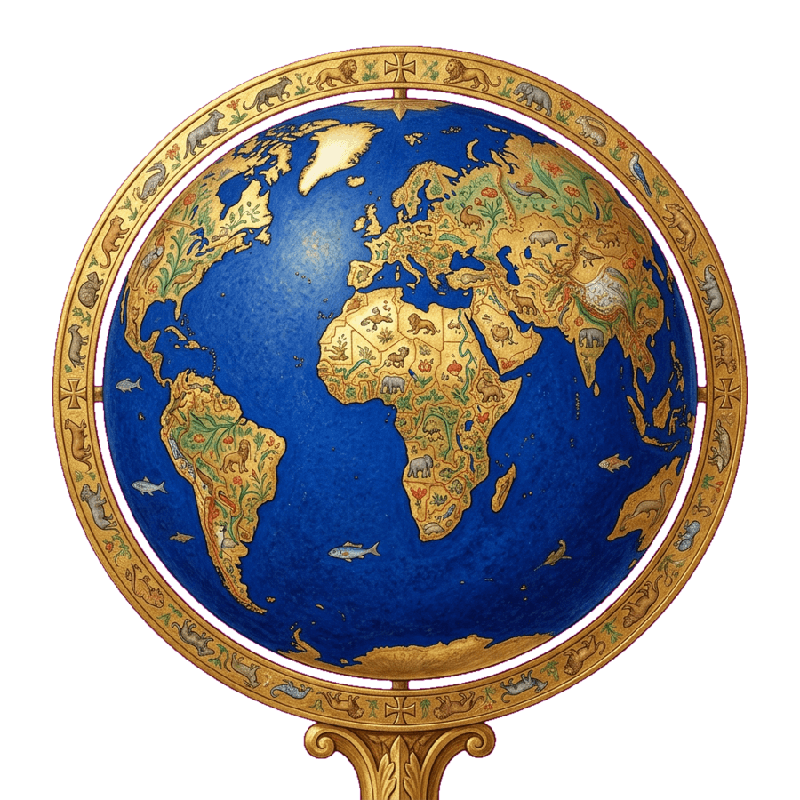 Um globo terrestre iluminado