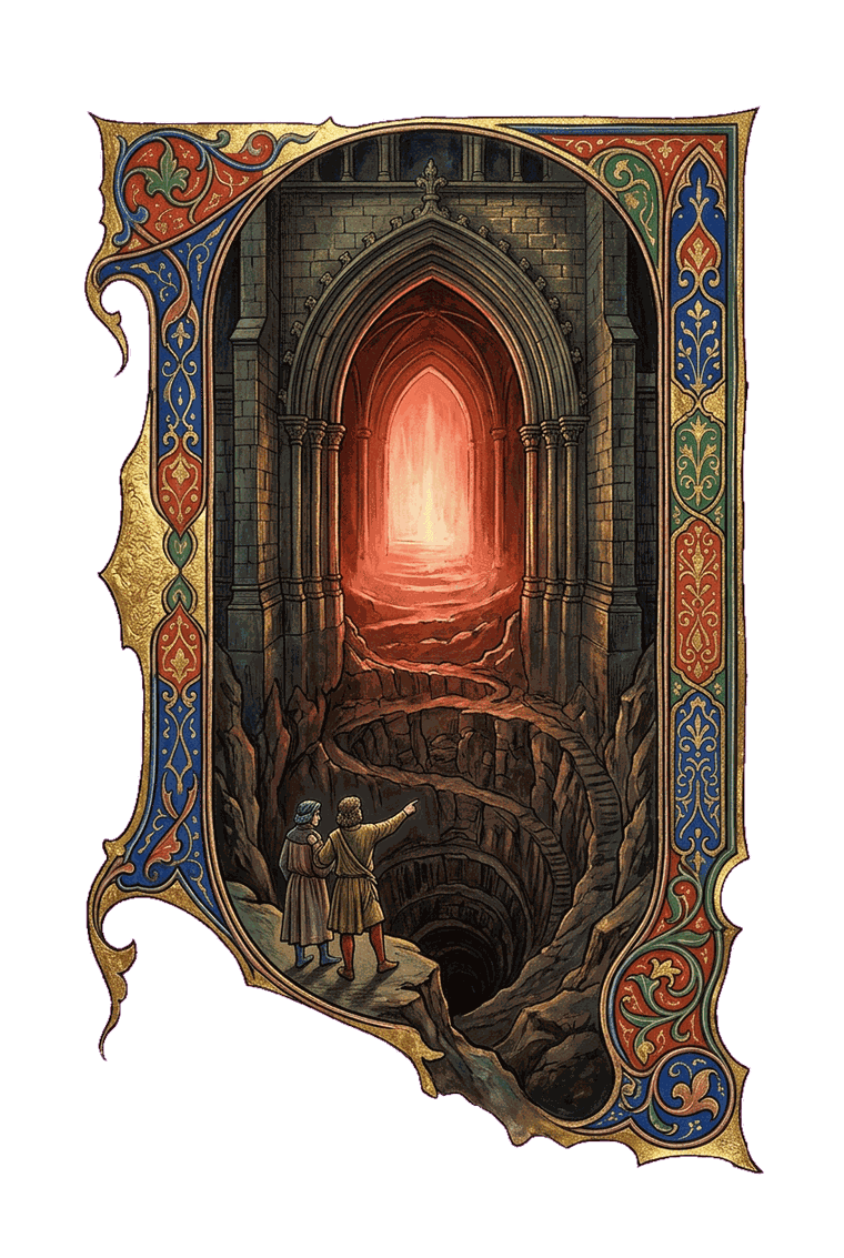 Dante e Virgílio diante da porta do Inferno