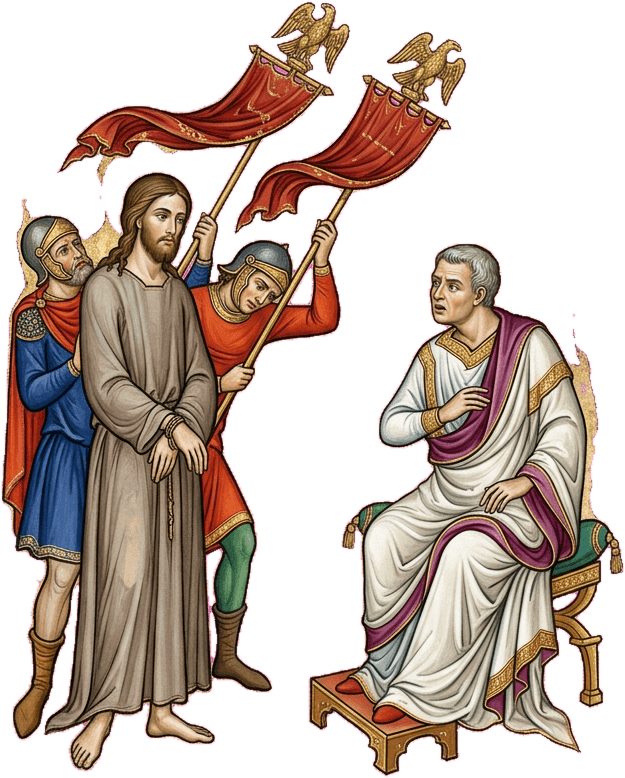 Os estandartes romanos se curvam diante de Cristo