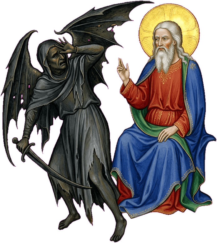 O anjo da morte recuando diante do rosto radiante de Moisés