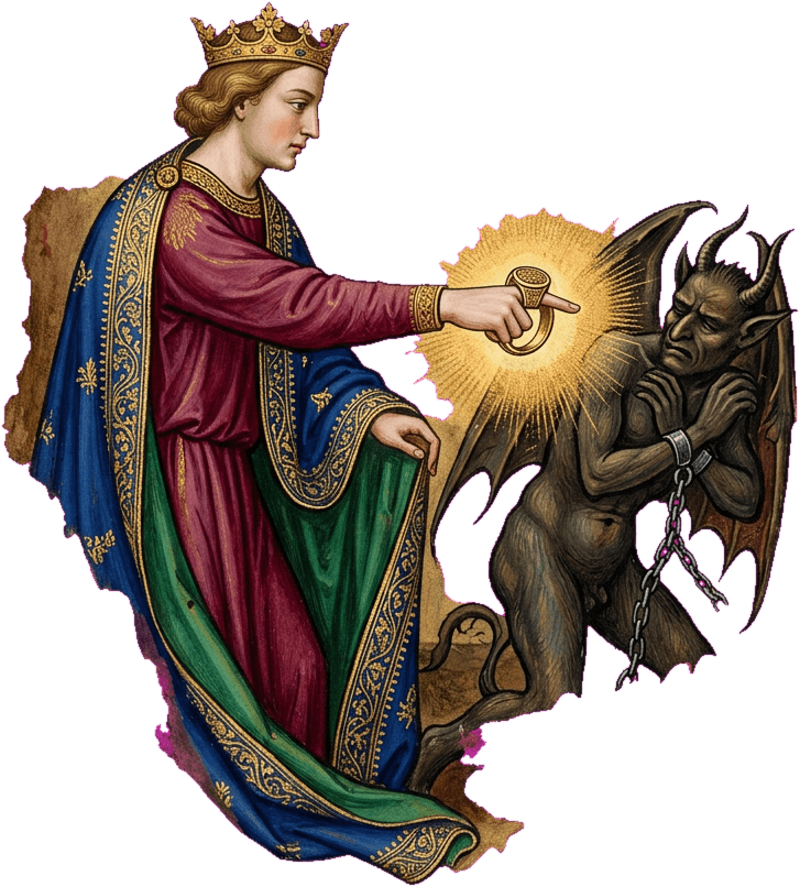 Salomão sela um demônio com o anel