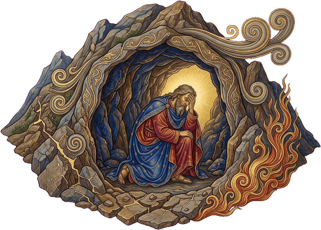 Elias encontra Deus na voz suave no Monte Horebe