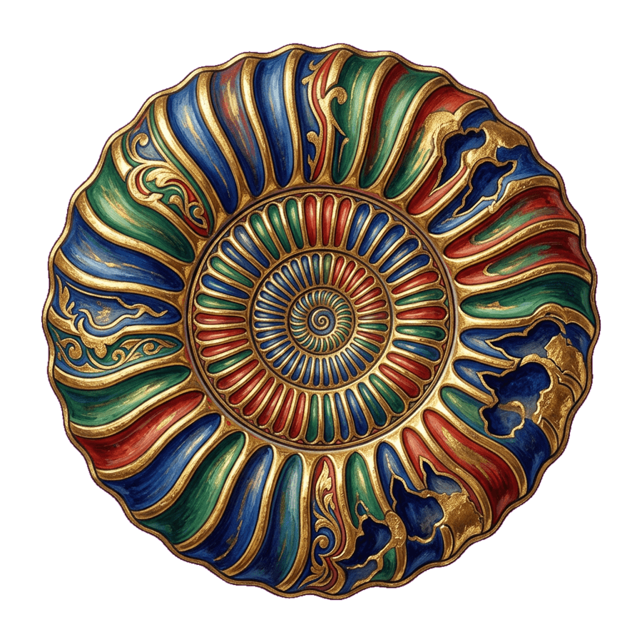 Uma amonita fóssil em espiral